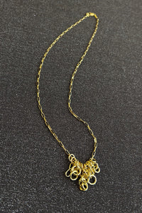 14k gold plated brass chain link charm necklace