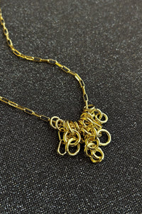 14k gold plated brass chain link charm necklace