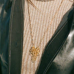 14k gold plated brass chain link charm necklace