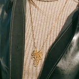 14k gold plated brass chain link charm necklace
