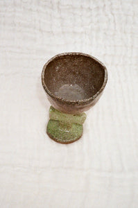 textured ceramic stemware in brown and green