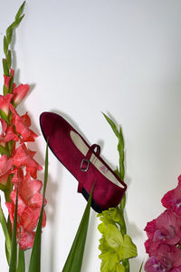 SATIN MARY JANE THEATRE SHOE IN CRIMSON - 100% SILK SHOP