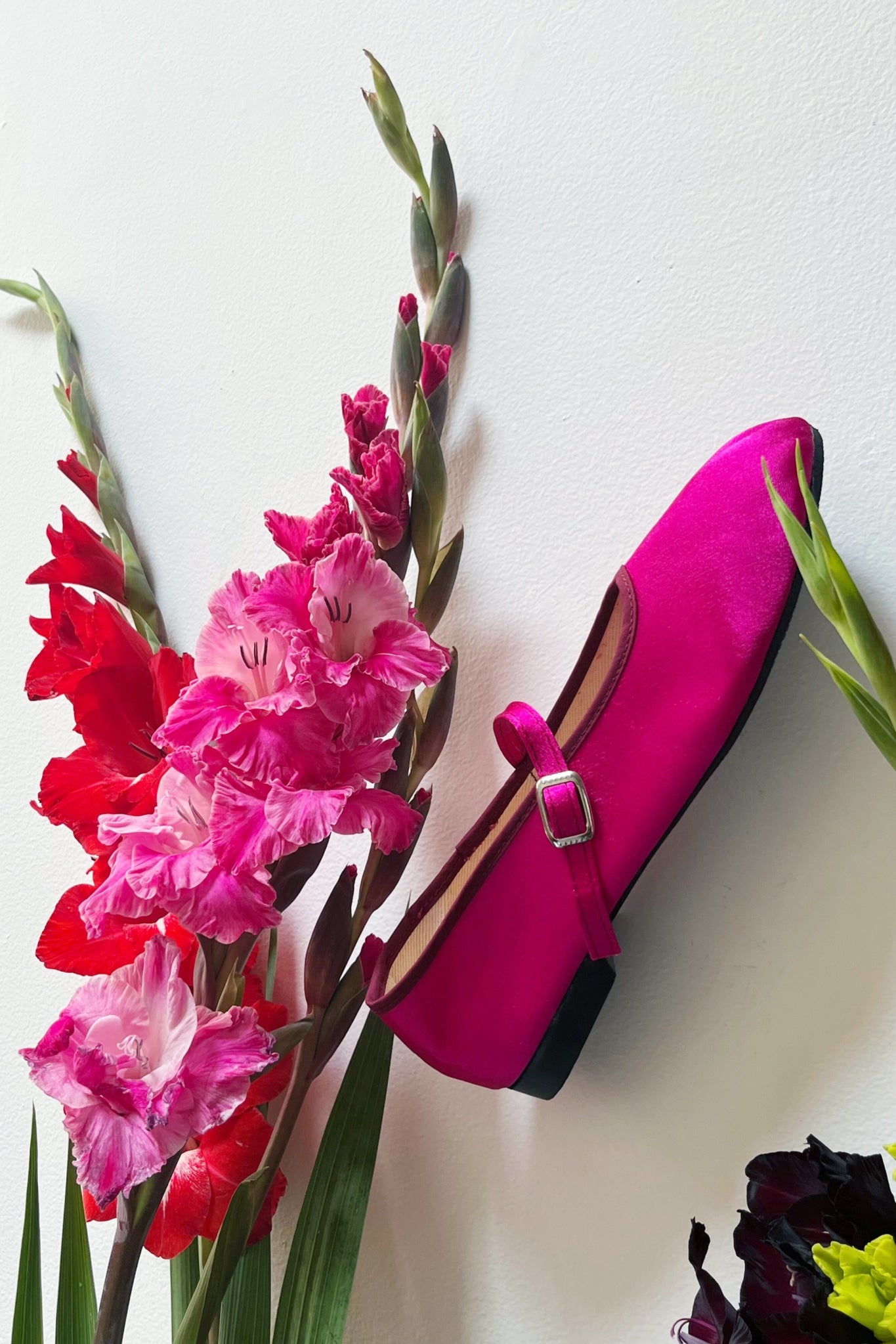 SATIN MARY JANE THEATRE SHOE IN FUCHSIA - 100% SILK SHOP