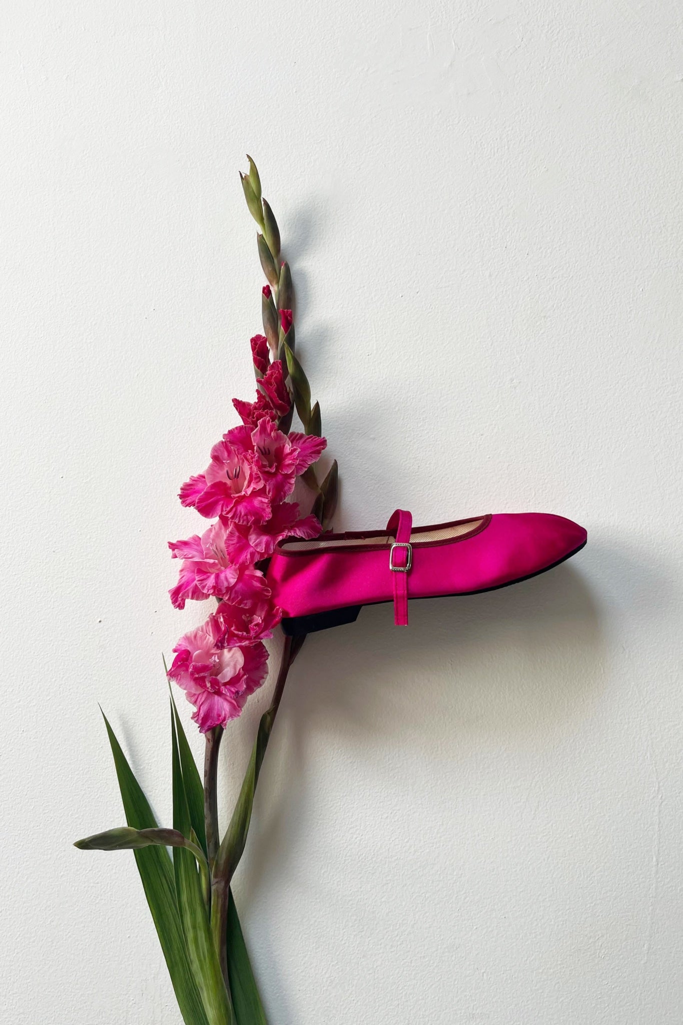 SATIN MARY JANE THEATRE SHOE IN FUCHSIA - 100% SILK SHOP