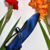 SATIN MARY JANE THEATRE SHOE IN NAVY - 100% SILK SHOP