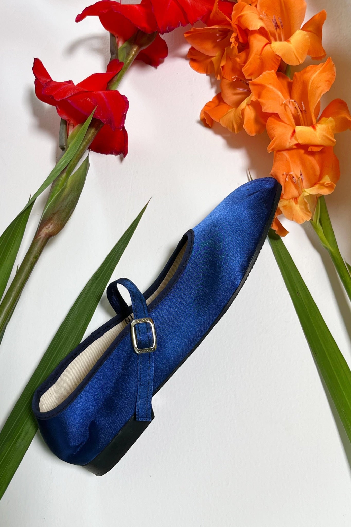 SATIN MARY JANE THEATRE SHOE IN NAVY - 100% SILK SHOP