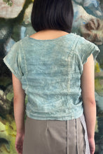 Load image into Gallery viewer, crinkled pinch gathered blouse in naturally dyed aqua