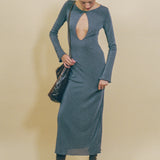 SHIMMER KNIT JANE DRESS IN ESPRESSO