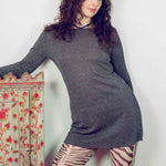 rayon polyester nylon sparkly grey draped mini dress