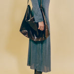 grey lurex fitted waterfall long sleeve maxi dress