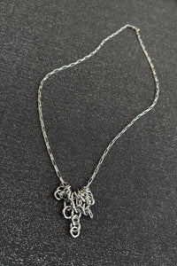 platinum rhodium plated brass chain link charm necklace