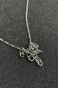 platinum rhodium plated brass chain link charm necklace