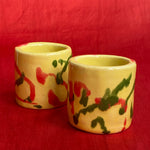 ceramic hand painted sipping tumblers in primaries