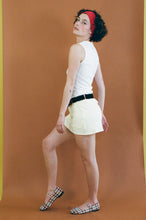 Load image into Gallery viewer, white cotton fitted sleeveless cardigan