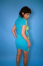 Load image into Gallery viewer, SPLIT POPCORN MINI SKIRT IN LIME AND AQUA - KkCo