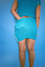 Load image into Gallery viewer, SPLIT POPCORN MINI SKIRT IN LIME AND AQUA - KkCo