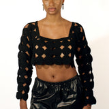 SQUARE CIRCLE TOP IN BLACK