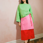 pink cotton poplin A line mini skirt