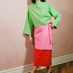 pink cotton poplin A line mini skirt