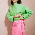 pink cotton poplin A line mini skirt