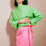 pink cotton poplin A line mini skirt