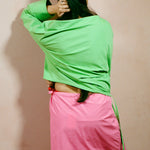 pink cotton poplin A line mini skirt