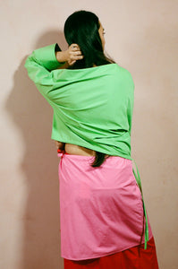 pink cotton poplin A line mini skirt