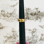 textured brass band ring with glass cabochons