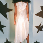 glistening bride white silk shantung slip dress