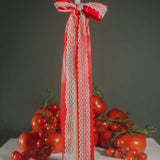 tall ivory taper candle holiday red satin bow