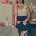 tall ivory taper candle holiday red satin bow