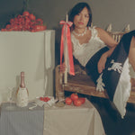 tall ivory taper candle holiday red satin bow