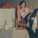 tall ivory taper candle holiday red satin bow