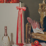 tall ivory taper candle holiday red satin bow