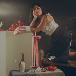 tall ivory taper candle holiday red satin bow