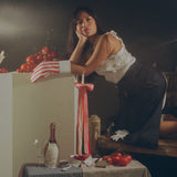 tall ivory taper candle holiday red satin bow