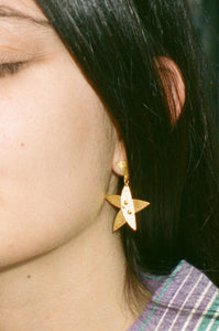 gold plated silver delicate star moon earrings