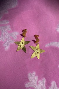 gold plated silver delicate star moon earrings