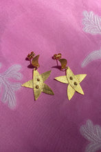 Load image into Gallery viewer, gold plated silver delicate star moon earrings