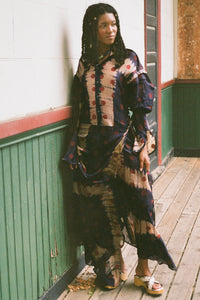 TEA TIME DRESS IN NAVY/CREAM/RED