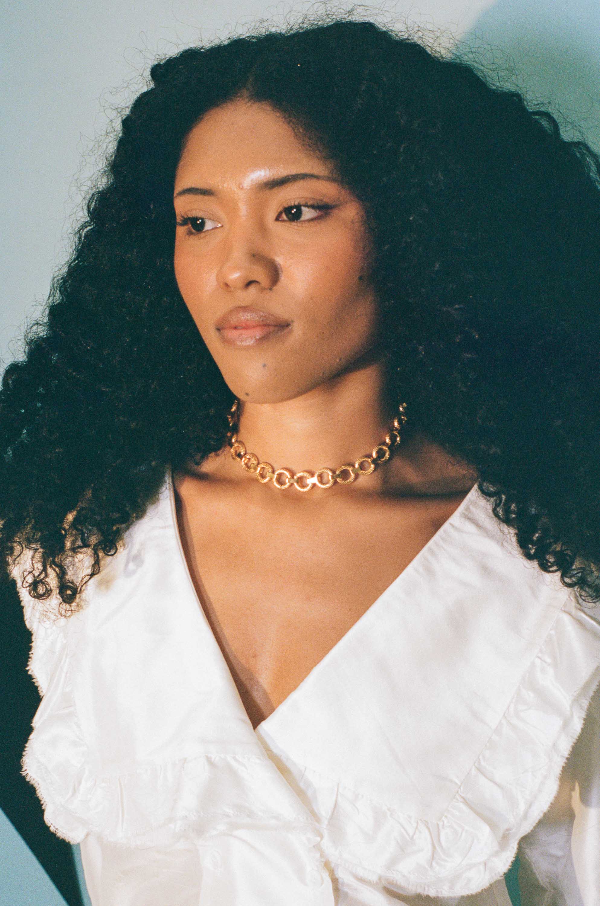 22k gold textured ring chain necklace