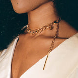 22k gold textured ring chain necklace