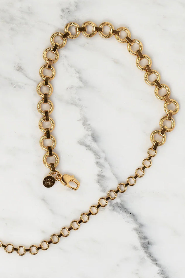22k gold textured ring chain necklace