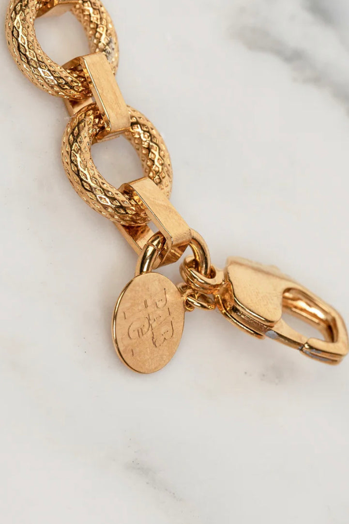 22k gold textured ring chain necklace