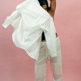 white burgundy striped oversized cotton longsleeve button up