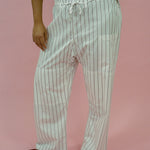 white burgundy striped cotton baggy straight leg pant