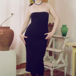 cotton spandex fitted black tube dress