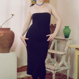 cotton spandex fitted black tube dress