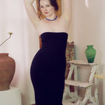 cotton spandex fitted black tube dress