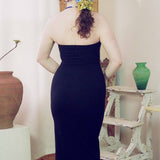 cotton spandex fitted black tube dress